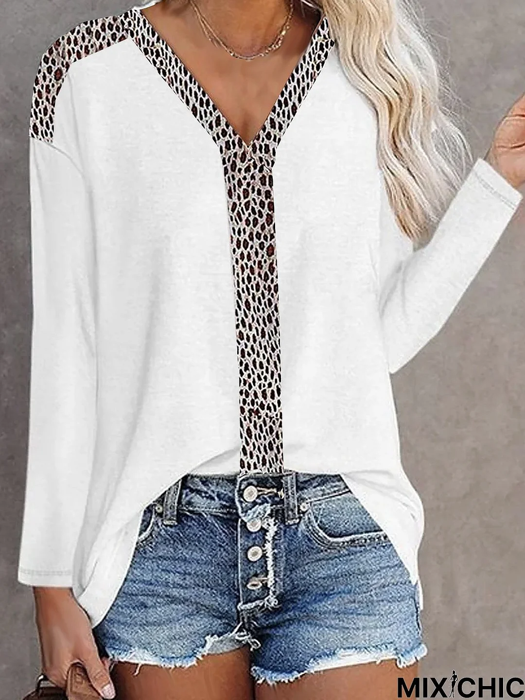 Loose Casual Jersey V Neck Top