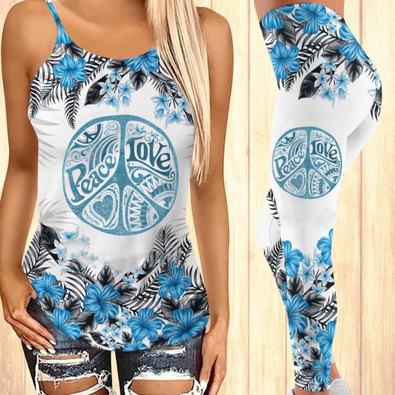 Hippie plant printed comfortable sweat-absorbent yoga suit