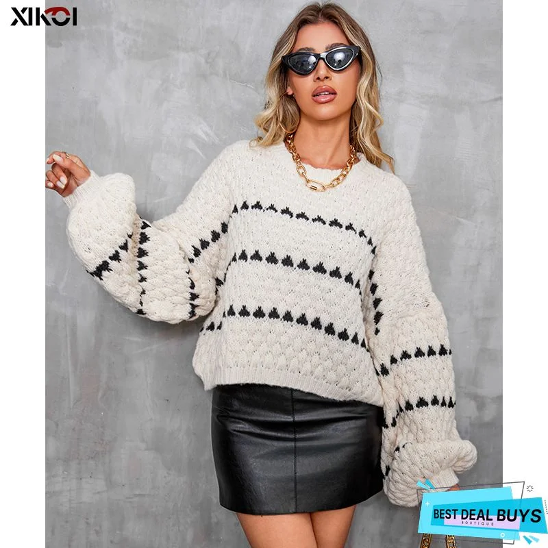 Khaki Long Sleeve Acrylic Sweater