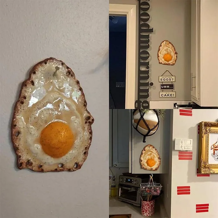 Fried egg hanging on a nail sculpture - tree - Codlins