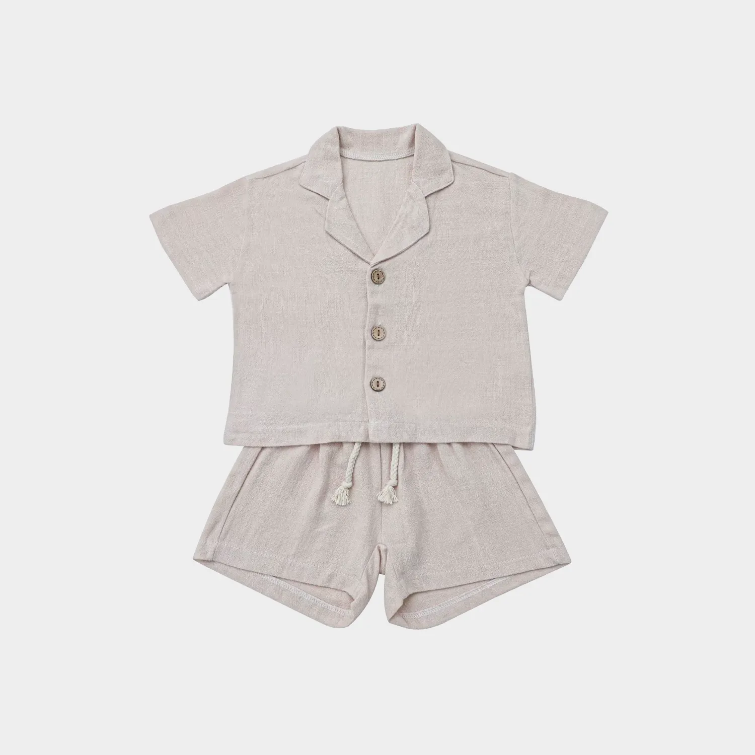 Polished Minimalist Linen Kids' Shirt and Pants Set REAL SILK LIFE