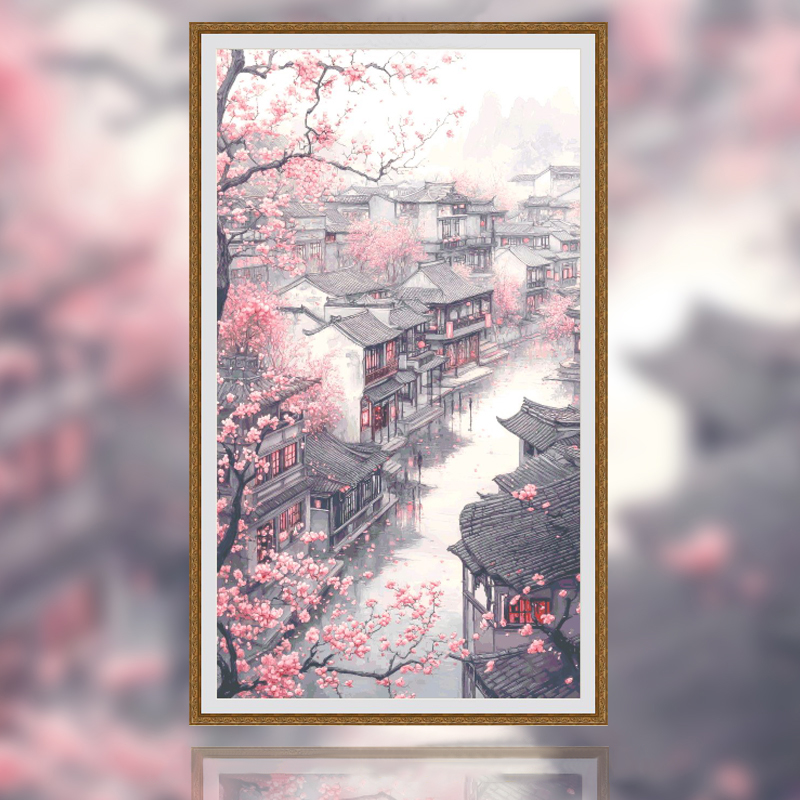 【Fairy Brand】Spring In Jiangnan Full 14CT Pre-stamped Canvas(70*120cm) 80 Colors Egyptian Cotton Cross Stitch