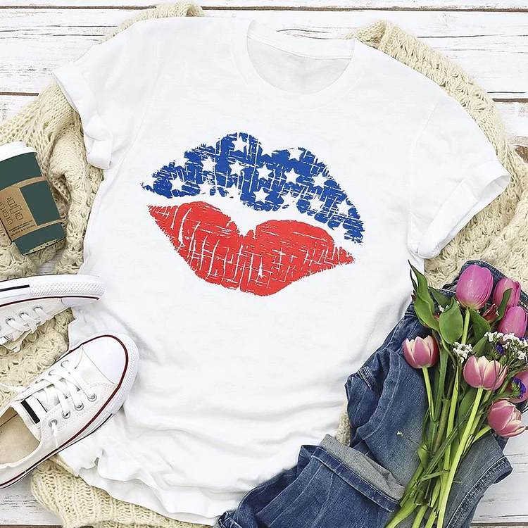 Independence Day Lip T-shirt Tee-Annaletters