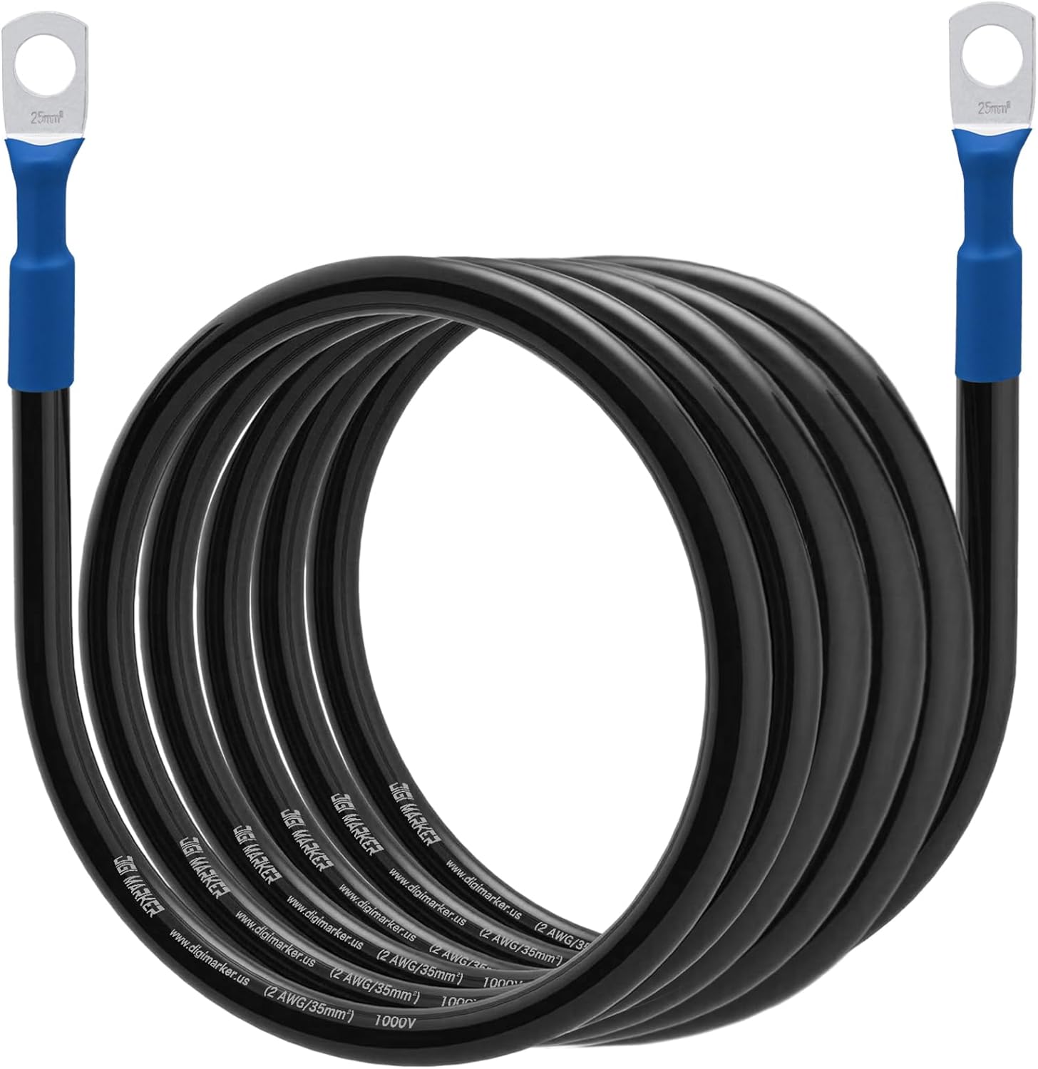 2 AWG Battery Cables , 96-Inch 8ft Car Battery Inverter Cable Set with 3/8" 5/16" Lugs and Terminals-Copper Cables for Automotive, Marine, Solar, ATV - Black