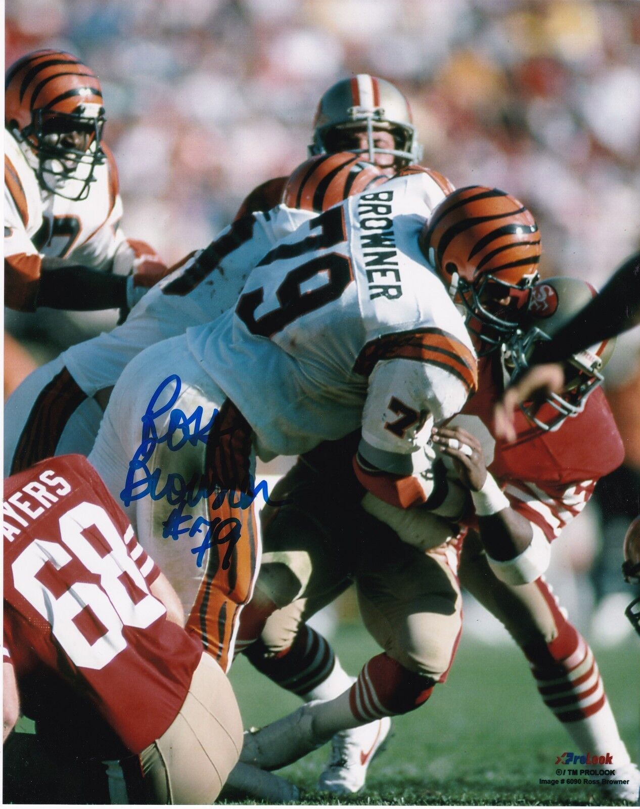 ROSS BROWNER CINCINNATI BENGALS ACTION SIGNED 8x10