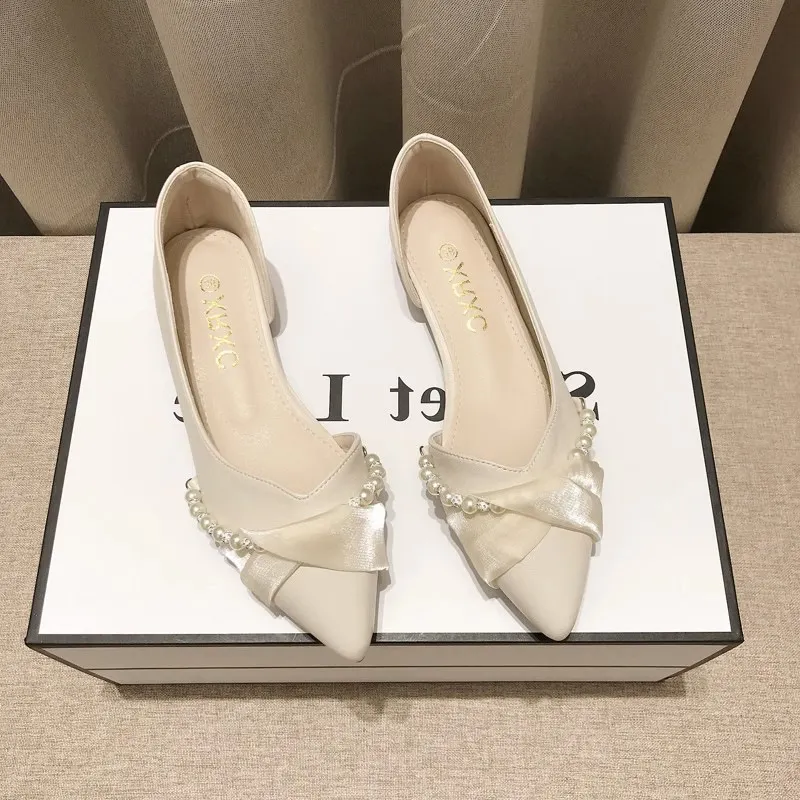 Breakj Breakj And Summer 2025 New Light-Mouthed Sharp Head Flat Side Air Fairy Evening Evening Wind Gentle Temperament Working Single Shoes