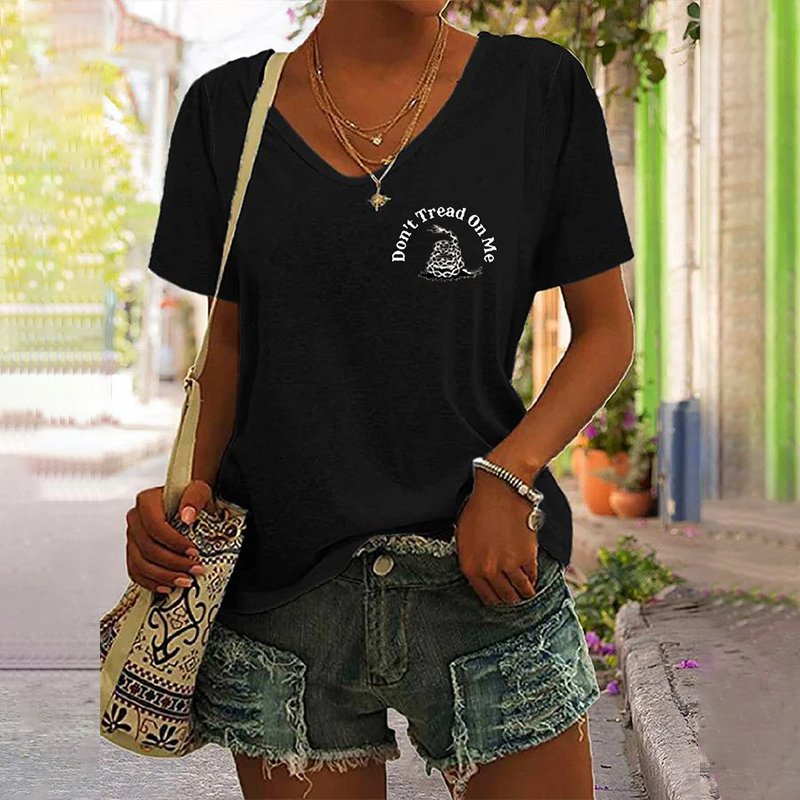 Comstylish Women's Fourth Of July Land Of The Free Print Casual V-Neck T-Shirt