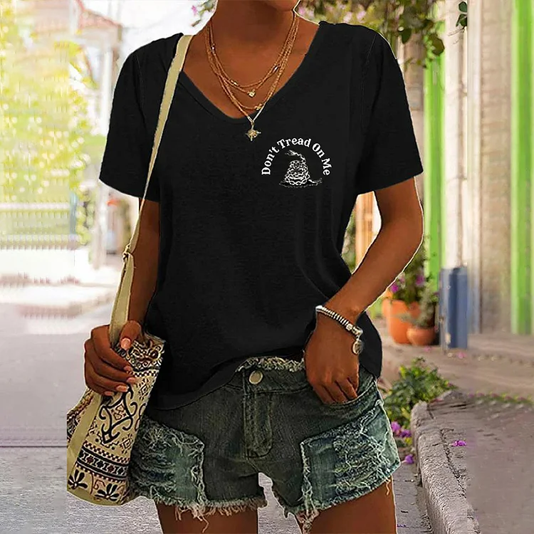 Women's Fourth Of July Land Of The Free Print Casual V-Neck T-Shirt