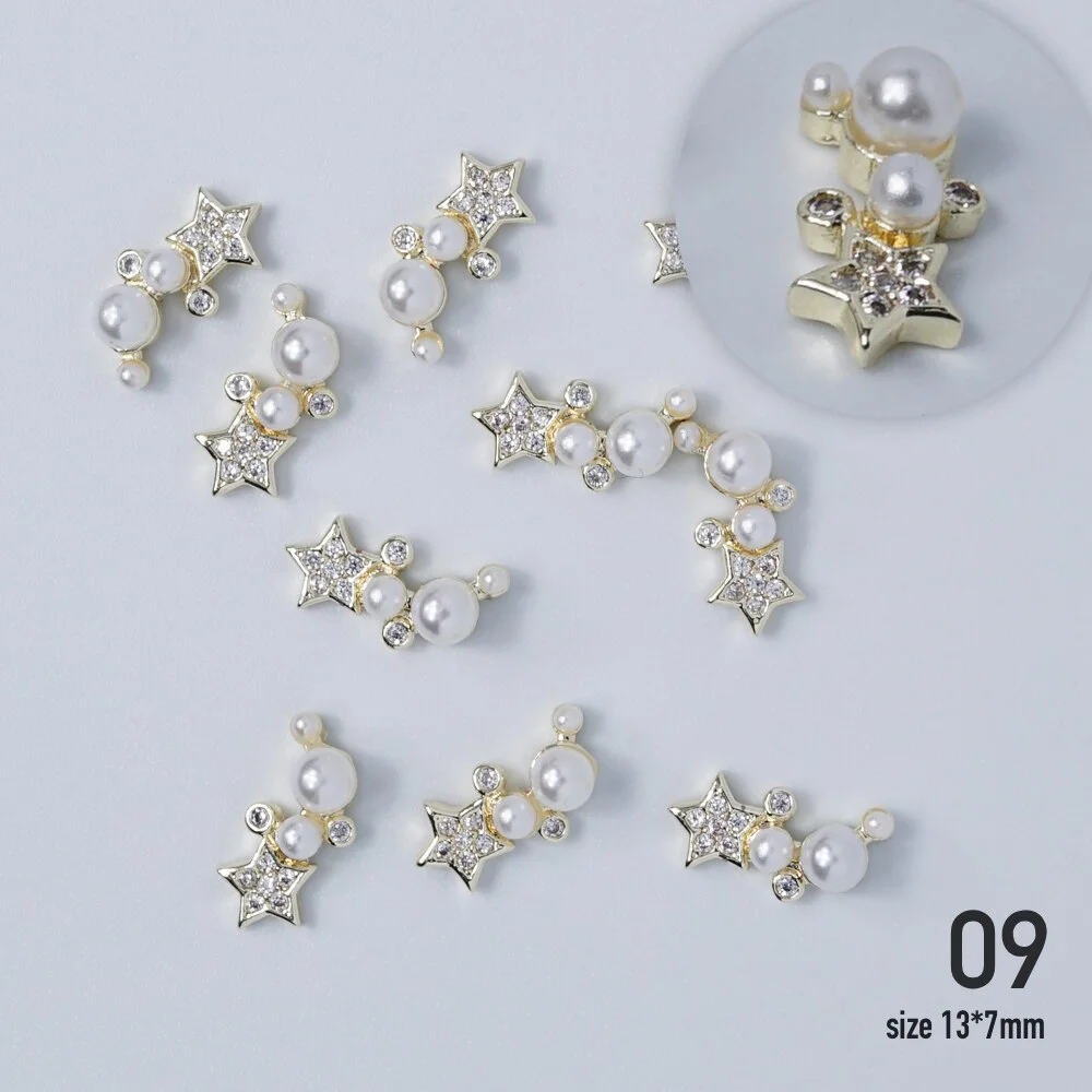 Nail jewelry 3D Alloy high quality zircon Butterfly Flower crystal Pearl Metal Manicure Nails DIY Accessories Nail Decor