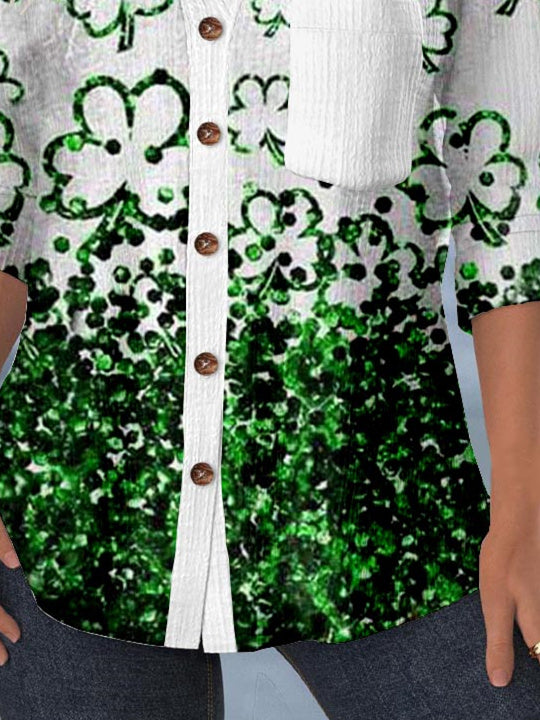 Women Long Sleeve Scoop Neck Polka Dot Printed Graphic Pockets Lace Two-Pieced Tops