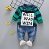 Kid Baby Boy Striped Long Sleeve Top + Bottoms 2 Pcs Set