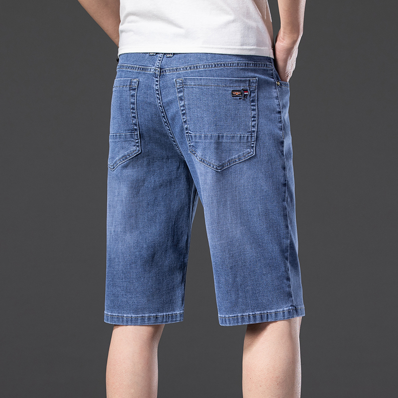 Plus Size 44 46 Men's Short Jeans Summer Thin Straight Denim Shorts Classic Casual Cotton Elasticity Male Pants