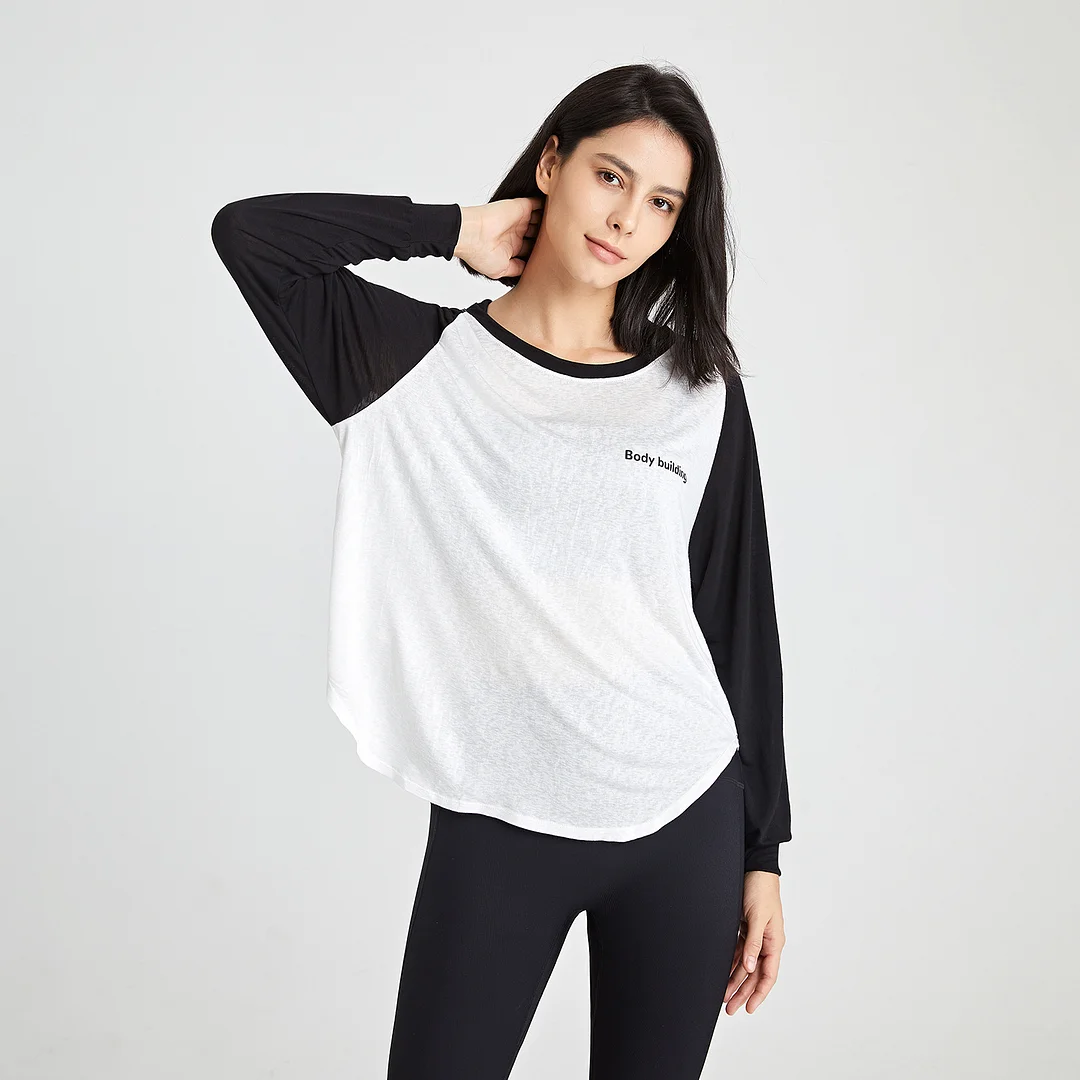 Color-block long-sleeved top