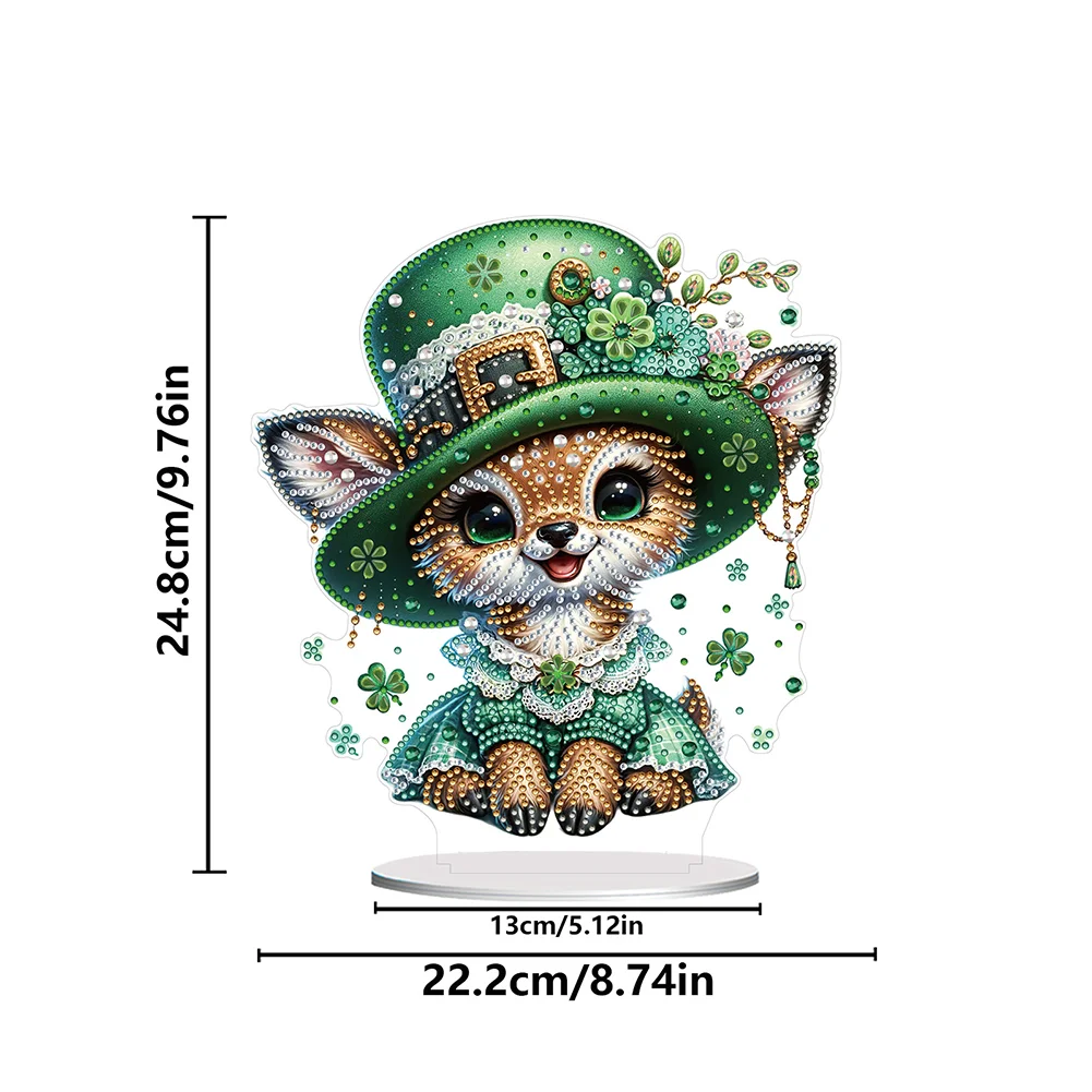 DIY Acrylic St. Patricks Day Deer Special Shape Diamond Painting Tabletop Ornament Creative Home Decor & Gift Idea for Adults - Relaxing Craft Activity