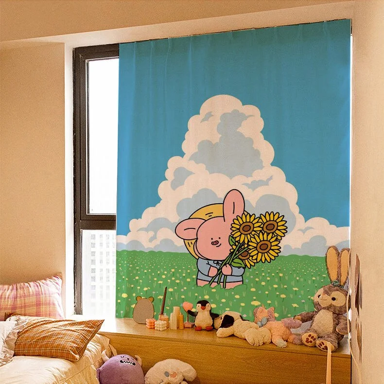 Nigikala Kawaii Tapestry Velcro Shading Curtains Background Cloth Hanging Cloth Bedroom Wall Decoration Children Room Layout 2021 New