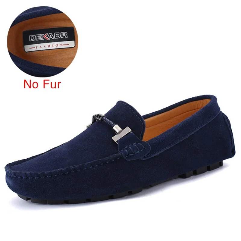 DEKABR Handmade Men Loafers Luxury Genuine Leather Casual Shoes Comfortable Soft Driving Shoes Warm Fur Plus Office Moccasins