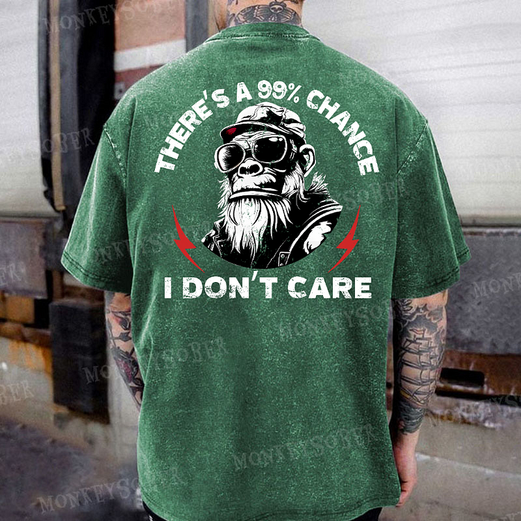 There's A 99% Chance I Don't Care Funny Men's Washed T-Shirt