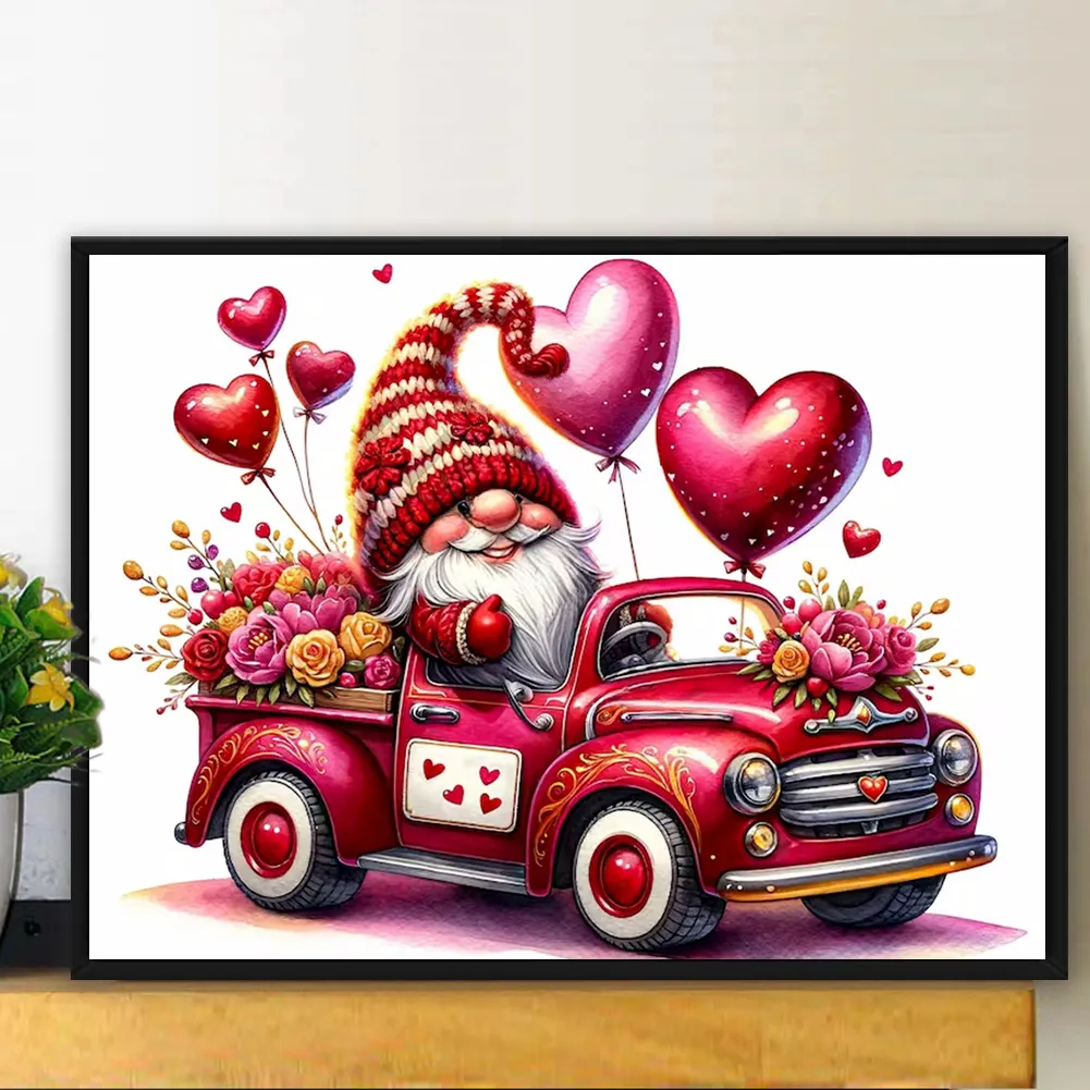 Full Round Diamond Painting 40*30cm - Valentine'S Day Float Gnome