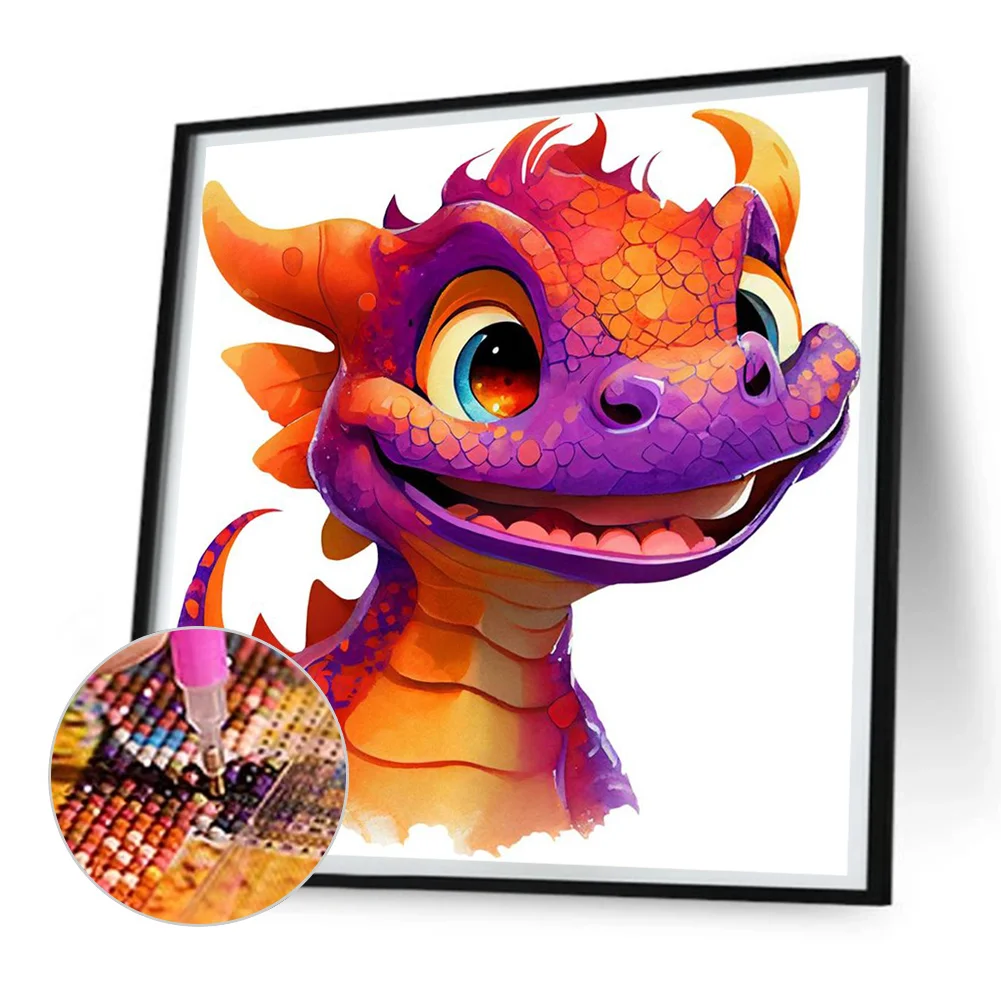 Full Round Diamond Painting 30*30cm - Little Dragon