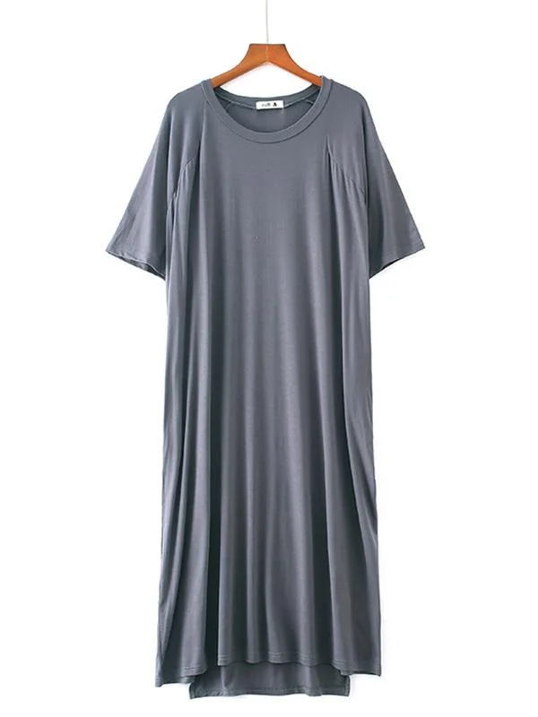 Comfortable Solid Short Sleeves Pajama Dress