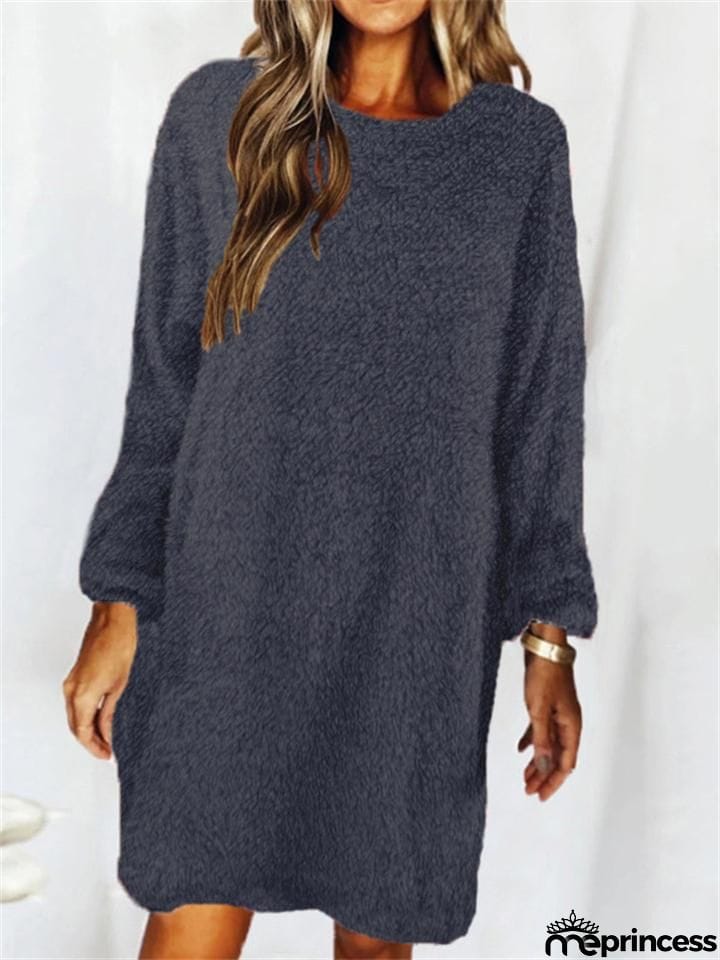 Women's Winter Casual Daily Wear Loose Thermal Plush Dresses
