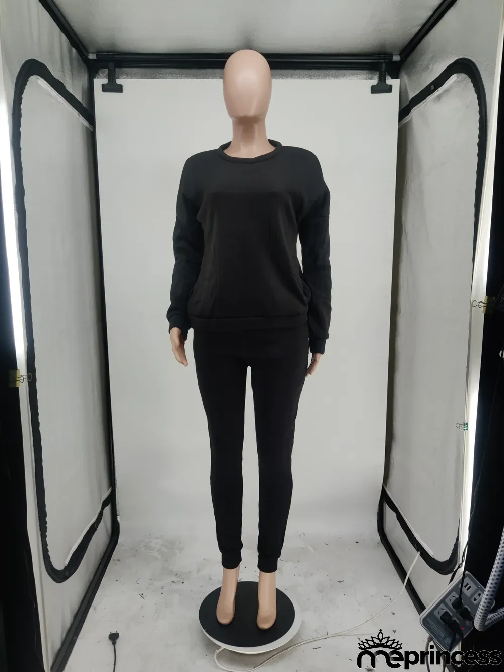 Plus Size Fashion Casual Sports Solid Color Sweatshirts Two Piece Set