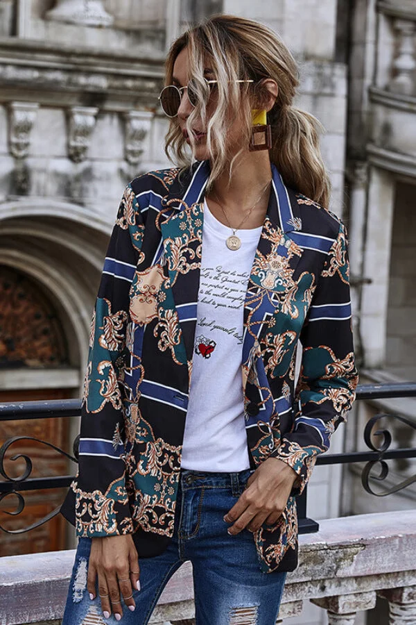 Fashion Casual Retro Regular Print Coat