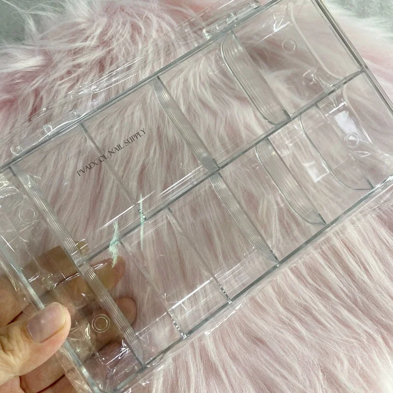 Large Empty Nail Tip Box Container False Nail Tips Storage Compartment Clear UV Gel Acrylic Tools-Nail Inspo