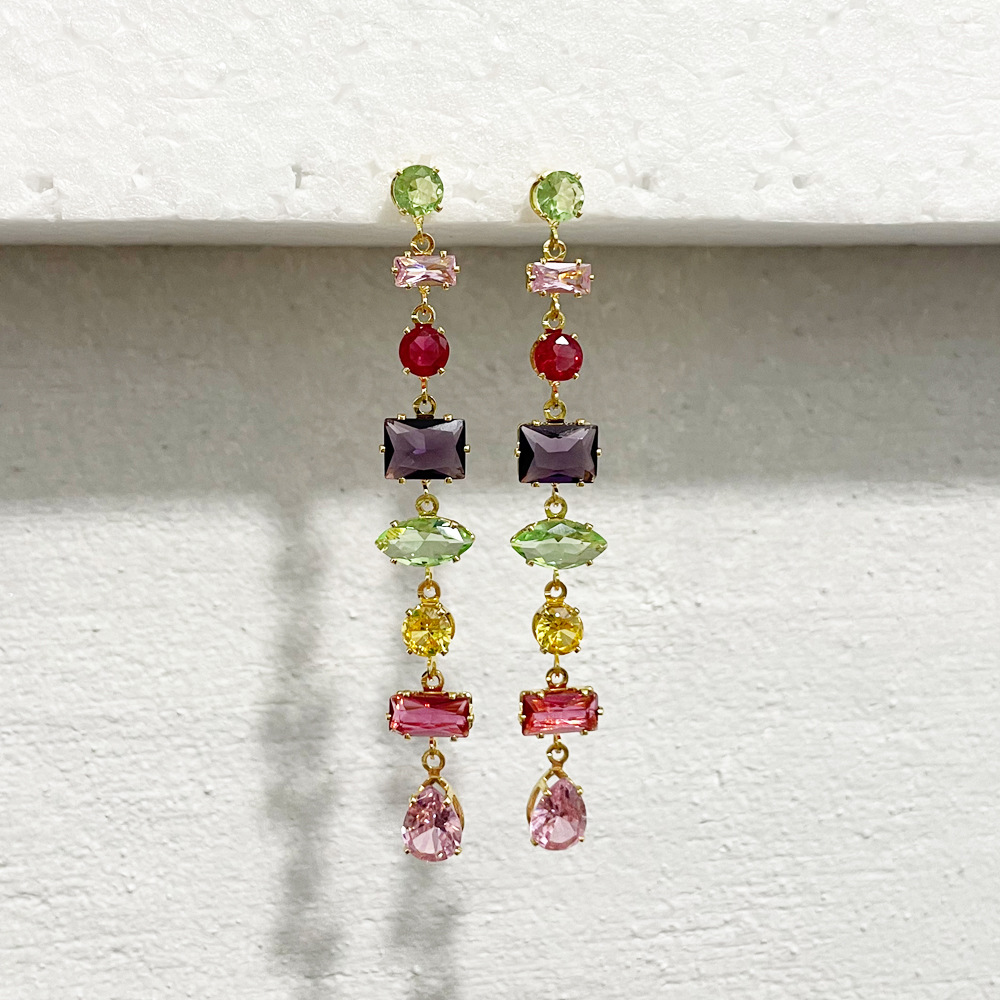 Fashion Droplet Artificial Crystal Diamond Inlay Stud Earrings