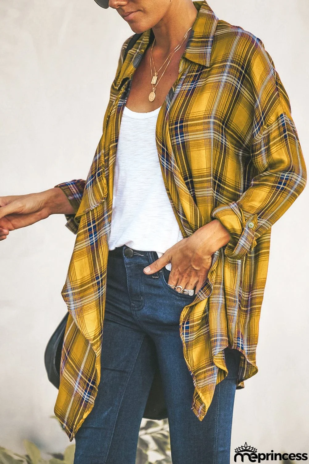 Plaid Drape Cardigan