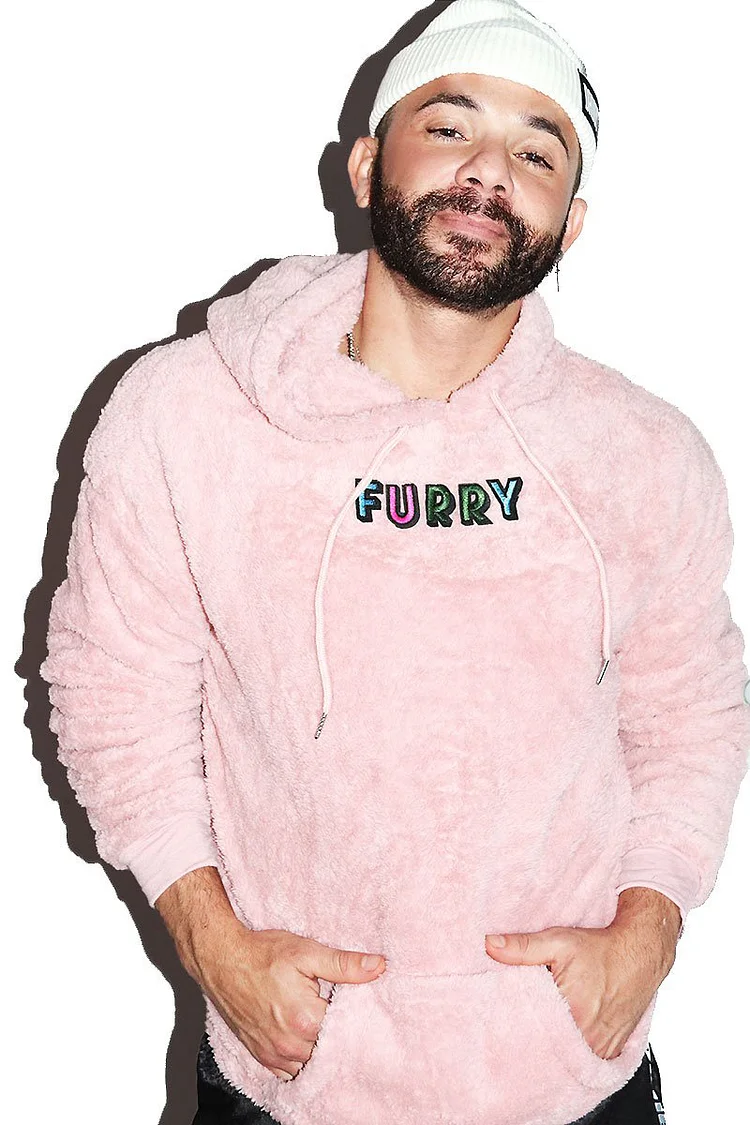 Casual Letter Print Faux Fur Hoodie [Pre-Order]