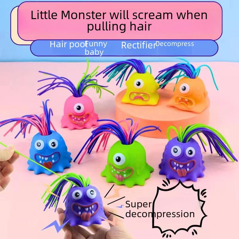 Tiktok Popular New Product Hair Pulling Will Call Little Monster Decompression Small Toy Funny Decompression Children's Educational Toy
