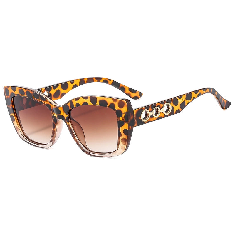 Retro Gradient Color Leopard Pc Square Full Frame Glasses