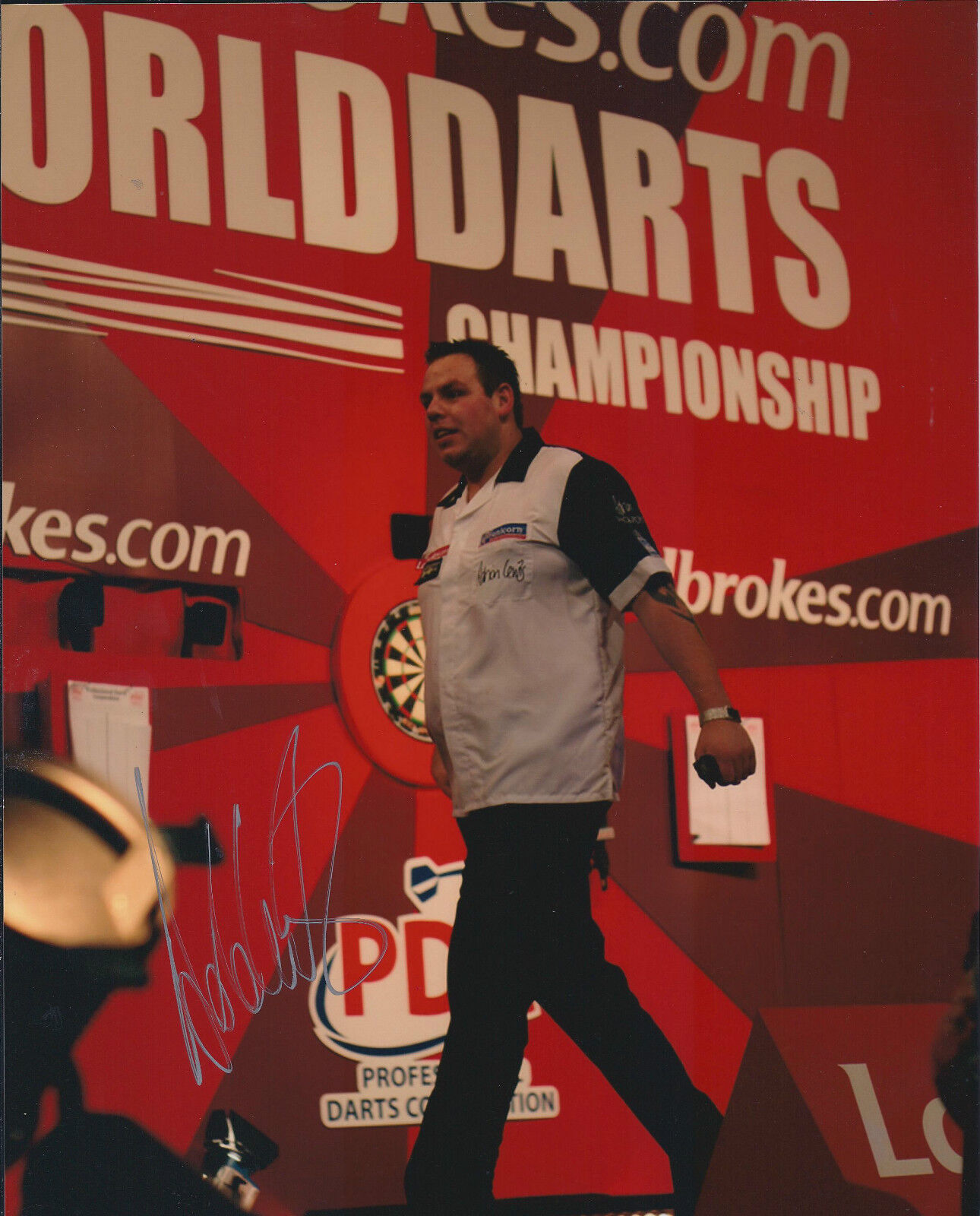 Adrian LEWIS Signed 10x8 Autograph Photo Poster painting AFTAL COA Darts World Champion