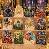 12Pcs DIY Pearl Diamond Painting Christmas Cards, 3D Greeting Card Craft Kits with Resin Pearls, Handmade Holiday Cards for Adults, Christmas Gifts & Decorations