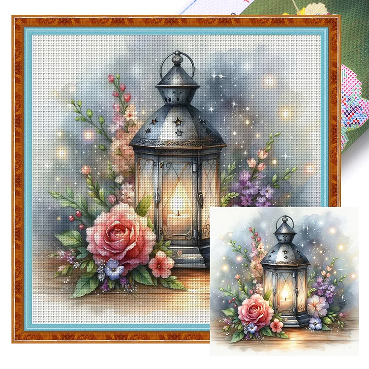 Flower Lantern (40*40cm) 11CT Stamped Cross Stitch gbfke