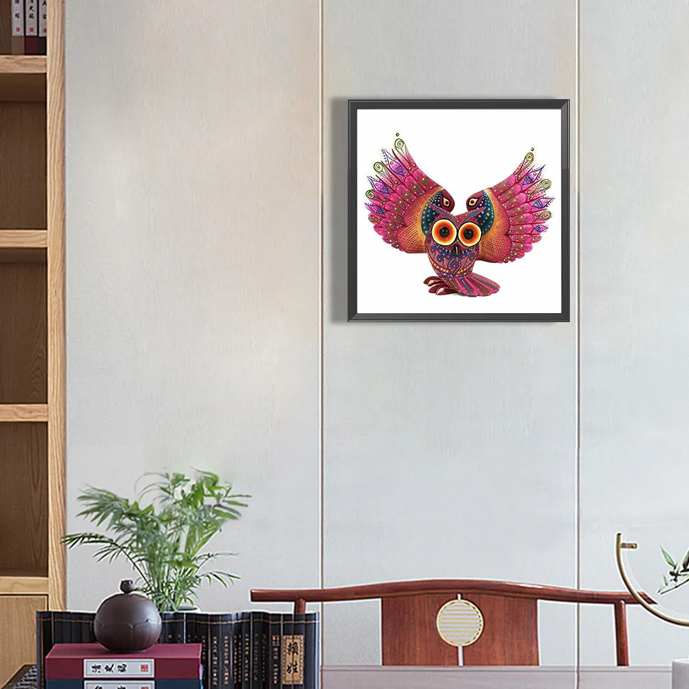 Full Round Diamond Painting 30*30cm - Owl With Spread Wings