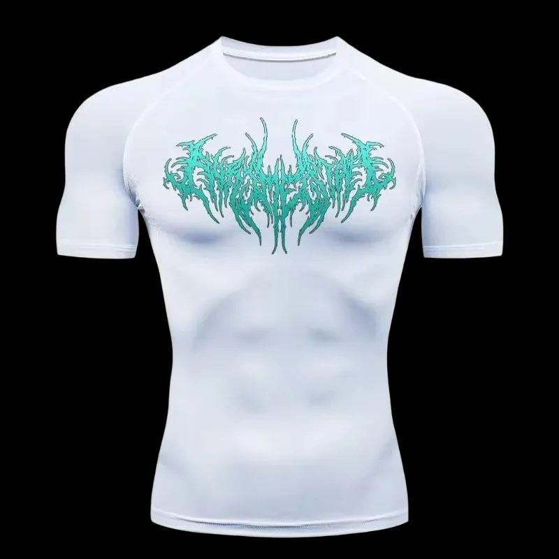 Wave Scribble Compression Shirt – Black & White