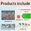 (US Local)4Pcs Flowers Butterflies DIY Diamond Painting Bookmark Craft Kit
