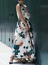 Floral Deep V neck Maxi Dress