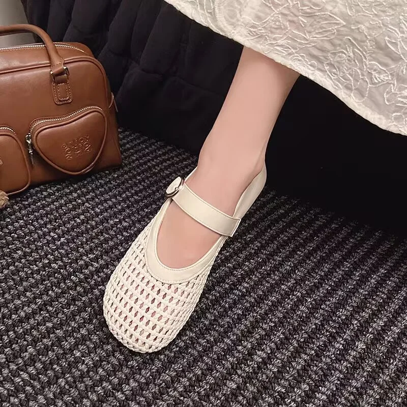 Yyvonne Hollow Sandals Soft Soles Mary Jane Mouth Single Shoes 2025 New Explosive Women's Pedaled Lazy Shoes