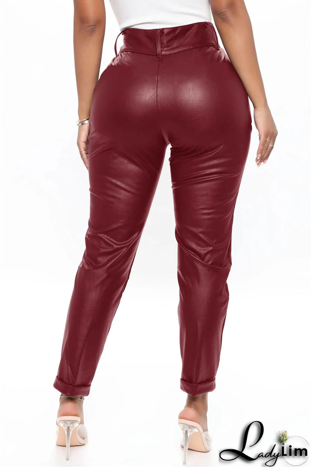 Black Fashion Casual Solid Split Joint Skinny High Waist Pencil Trousers