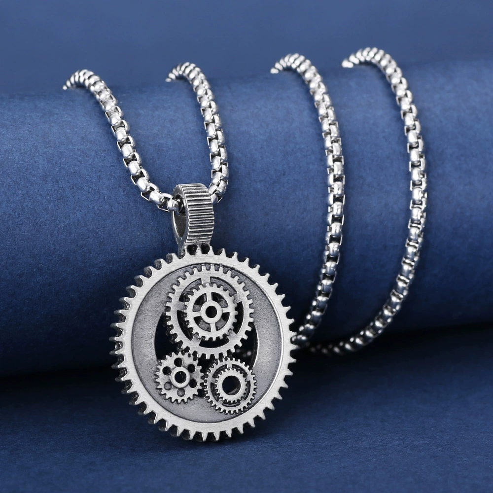 Cyberpunk Gear Pure Pewter Necklace