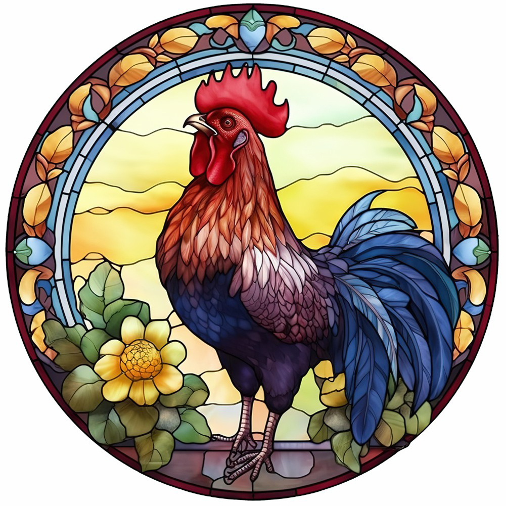 Animal Rooster Glass Painting 30*30cm(canvas) full round drill diamond painting