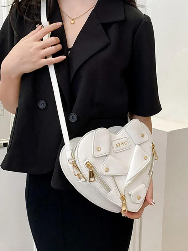 Zipper Split-Joint Heart Shape Handbags Crossbody Bags Bags