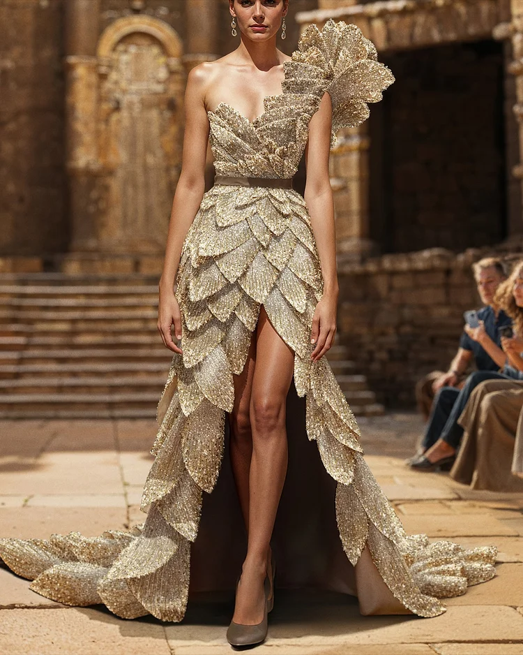 Women's Sleeveless Slit Sequin Dress