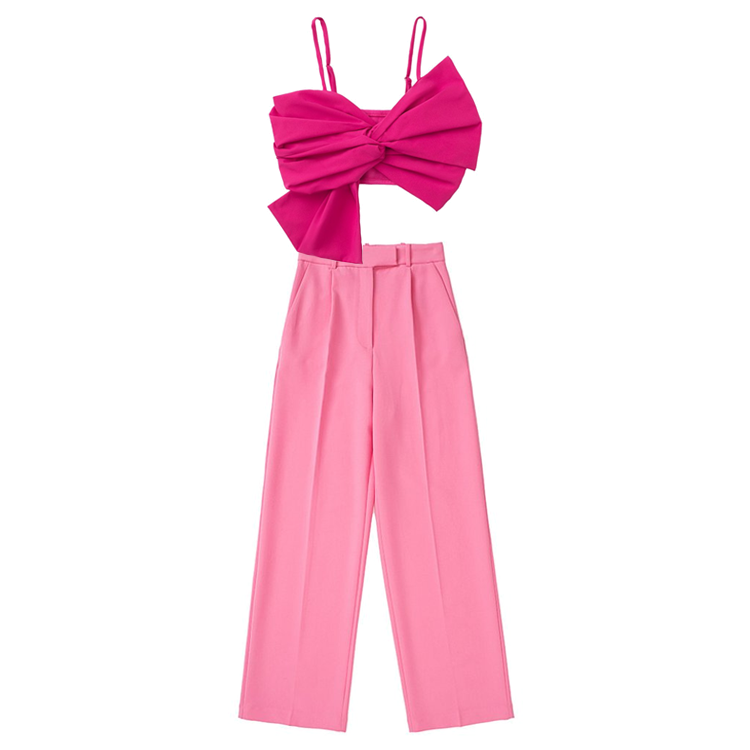 Flaxmaker Sexy Bow Crop Tube Top Two Piece Set（Size runs small）