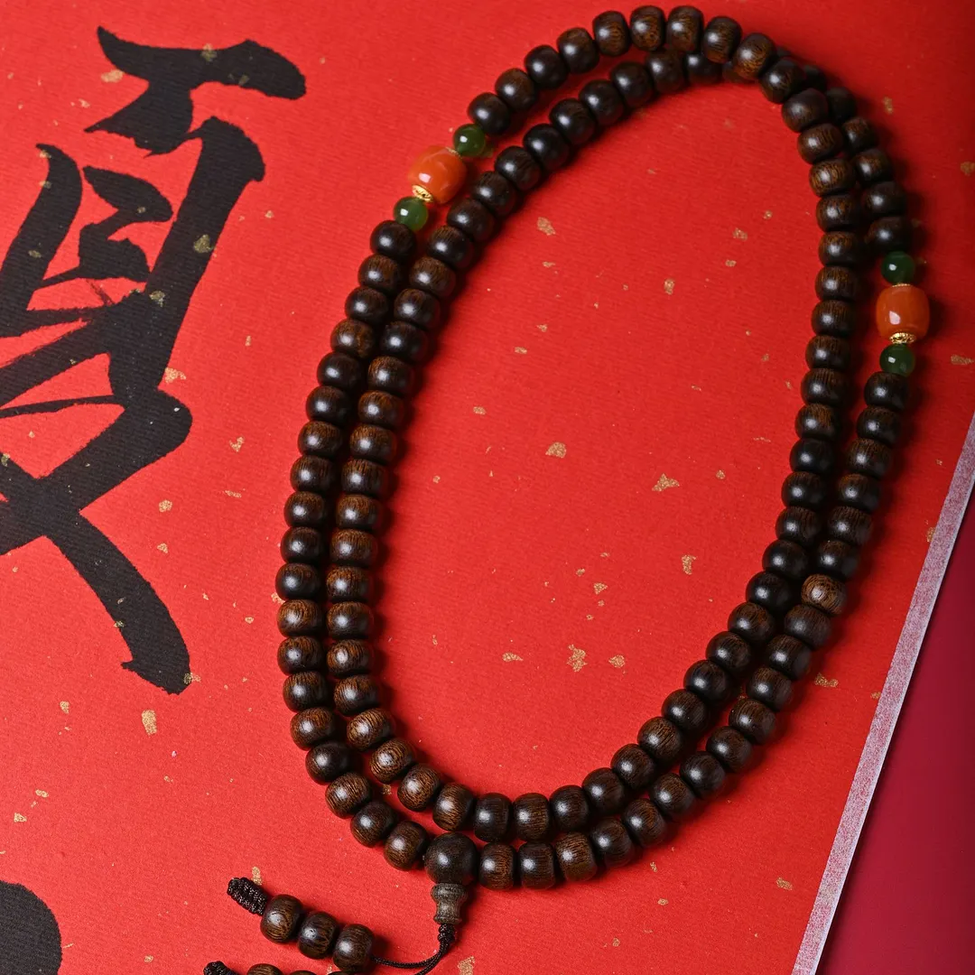 Vietnam Fusen Red Clay 6mm 8mm Agarwood Bracelet Natural Wild Sinking Grade Jade Old Type 108 Beads Mala Bracelet