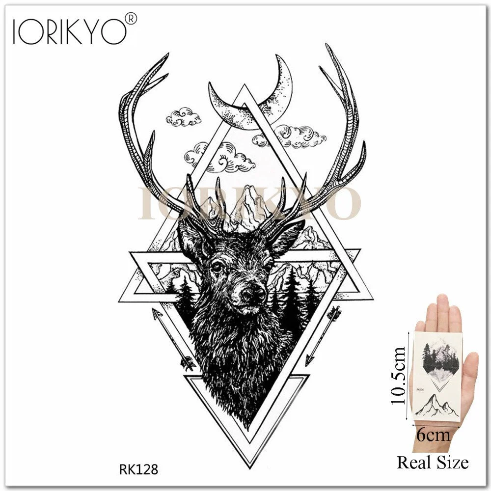 New Black Hummingbird Temporary Tattoo Stickers Women Arm Pencil Sketch Waterproof Tatoos Girls Forearm Birds Fake Tattoo Flower