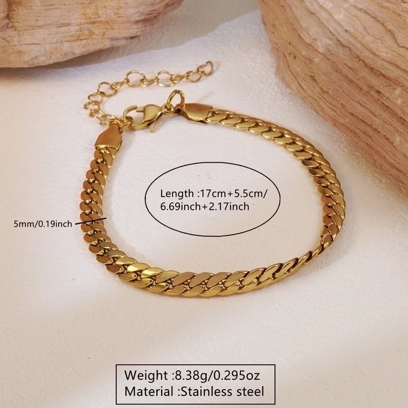 Sweet Minimalist Paper Clip Flower 304 Stainless Steel 18K Gold Plated Paperclip Chain Figaro Chain Bracelets In Bulk